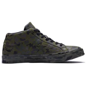 One Star Retro Mid Tops Kaykay Ayakkabıları Unisex Kamuflaj Yeşili