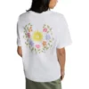 Oversized Çiçek Desenli Crew T-Shirt Asya Bedenleri “Beyaz”