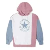 Oversized Renk Bloklu Kapüşonlu Sweatshirt Asya Bedenleri “Pink Aura”