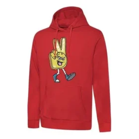 Parmak Harfli Kapüşonlu İpli Sweatshirt Kırmızı