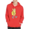 Parmak Harfli Kapüşonlu İpli Sweatshirt Kırmızı