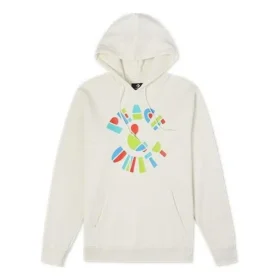 Peace & Unity Geri Dönüştürülmüş Kapüşonlu Sweatshirt Asya Bedenleri “Egret”