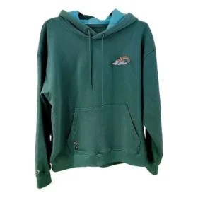 Rainbow Cloud Grafikli Kapüşonlu Sweatshirt Asya Bedenleri “Yeşil”