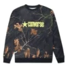 Realtree Baskılı Bisiklet Yaka Sweatshirt Asya Bedenleri “Siyah”