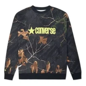 Realtree Baskılı Bisiklet Yaka Sweatshirt Asya Bedenleri “Siyah”