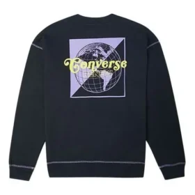 Renew Grafikli Bisiklet Yaka Sweatshirt Asya Bedenleri “Siyah”