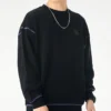 Renew Grafikli Bisiklet Yaka Sweatshirt Asya Bedenleri “Siyah”