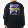 Renew Grafikli Bisiklet Yaka Sweatshirt Asya Bedenleri “Siyah”