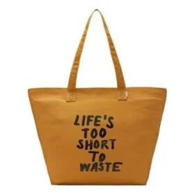 Renew Life “Hayat Boşa Harcanmayacak Kadar Kısa” Kanvas Tote Çanta “Kahverengi”