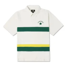 Renk Bloklu Logo Polo Gömlek Asya Bedenleri “Beyaz Yeşil”