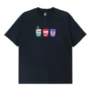 Resimler Aplike Kısa Kollu Tişört Unisex Siyah