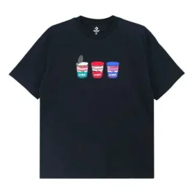 Resimler Aplike Kısa Kollu Tişört Unisex Siyah