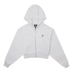Retro Chuck Tam Fermuarlı Kapüşonlu Sweatshirt Asya Bedenleri “Gri”