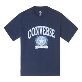 Retro Collegiate Grafik Tişört Asya Bedenleri “Mavi”