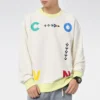 Spor Kontrast Harf Baskılı Bisiklet Yaka Sweatshirt Asya Bedenleri “Beyaz”