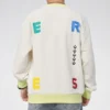 Spor Kontrast Harf Baskılı Bisiklet Yaka Sweatshirt Asya Bedenleri “Beyaz”