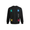 Spor Kontrast Harf Baskılı Bisiklet Yaka Sweatshirt Asya Bedenleri “Siyah”