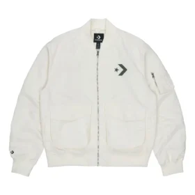 SS22 Logo Bol Kesim Spor Retro Aviator Ceket Çift Stili Beyaz