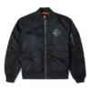SS22 Logo Bol Kesim Spor Retro Aviator Ceket Unisex Siyah