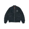 SS22 Logo Bol Kesim Spor Retro Aviator Ceket Unisex Siyah