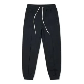 Tek Renk Bağcıklı Ayak Spor Pantolonları/Jogger Pantolonlar Koyu Siyah