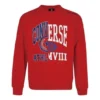 Unisex Logo Baskılı Yuvarlak Yaka Sweatshirt Kırmızı
