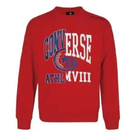 Unisex Logo Baskılı Yuvarlak Yaka Sweatshirt Kırmızı