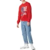 Unisex Logo Baskılı Yuvarlak Yaka Sweatshirt Kırmızı