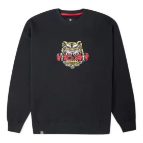 Yeni Yıl Serisi Kaplan Desenli Yuvarlak Yaka Sweatshirt Asya Bedenleri “Siyah”
