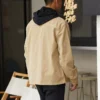 Yıkanmış Kanvas Tam Fermuarlı İş Gömleği Asya Bedenleri “Nomad Khaki”