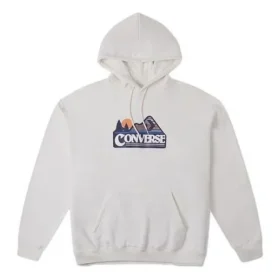 Yükseltilmiş Logo Grafikli OS Ağır Kapüşonlu Sweatshirt Asya Bedenleri “Beyaz”