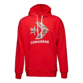 Yıldızlı Chevron Kapüşonlu Sweatshirt Asya Bedenleri “Kırmızı”